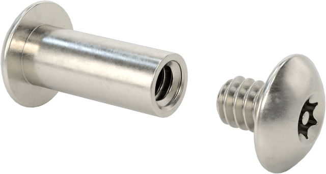 Kurcalamaya Dayanıklı Torx Bağlama Silindiri ve Vida, 10-24 Diş Boyutu, 5/8“-3/4” Malzeme Kalınlığı için