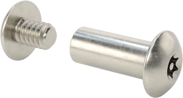 Kurcalamaya Dayanıklı Torx Bağlama Silindiri ve Vida, 10-24 Diş Boyutu, 5/8“-3/4” Malzeme Kalınlığı için