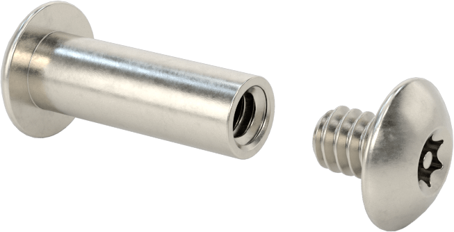 Kurcalamaya Dayanıklı Torx Bağlama Silindiri ve Vida, 10-24 Diş Boyutu, 3/4“-7/8” Malzeme Kalınlığı için