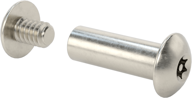 Kurcalamaya Dayanıklı Torx Bağlama Silindiri ve Vida, 10-24 Diş Boyutu, 3/4“-7/8” Malzeme Kalınlığı için