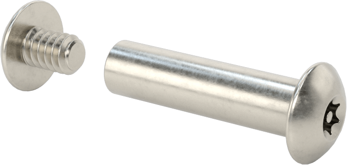 Kurcalamaya Dayanıklı Torx Bağlama Silindiri ve Vida, 10-24 Diş Boyutu, 1“-1-1/8” Malzeme Kalınlığı için