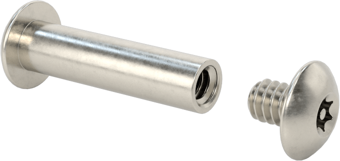 Kurcalamaya Dayanıklı Torx Bağlama Silindiri ve Vida, 10-24 Diş Boyutu, 1“-1-1/8” Malzeme Kalınlığı için