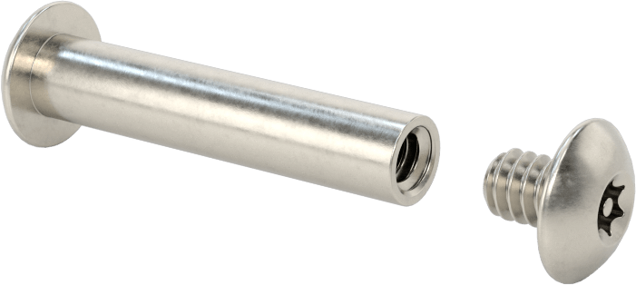 Kurcalamaya Dayanıklı Torx Bağlama Silindiri ve Vida, 10-24 Diş Boyutu, 1-1/4“-1-3/8” Malzeme Kalınlığı için