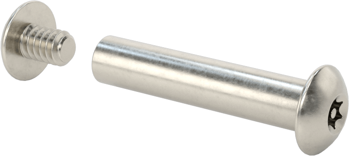 Kurcalamaya Dayanıklı Torx Bağlama Silindiri ve Vida, 10-24 Diş Boyutu, 1-1/4“-1-3/8” Malzeme Kalınlığı için