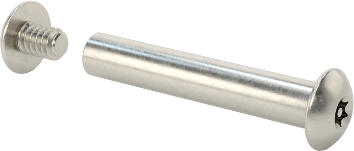 Kurcalamaya Dayanıklı Torx Bağlama Silindiri ve Vida, 10-24 Diş Boyutu, 1-1/2“-1-5/8” Malzeme Kalınlığı için