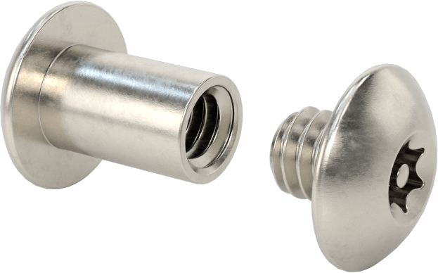 Kurcalamaya Dayanıklı Torx Bağlama Silindiri ve Vida, 1/4"-20 Diş Boyutu, 1/2“-5/8” Malzeme Kalınlığı için
