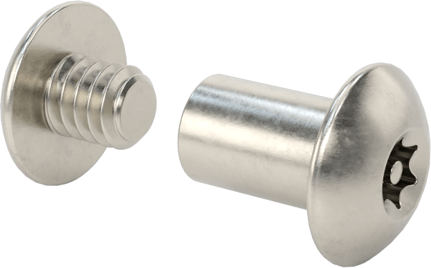 Kurcalamaya Dayanıklı Torx Bağlama Silindiri ve Vida, 1/4"-20 Diş Boyutu, 1/2“-5/8” Malzeme Kalınlığı için