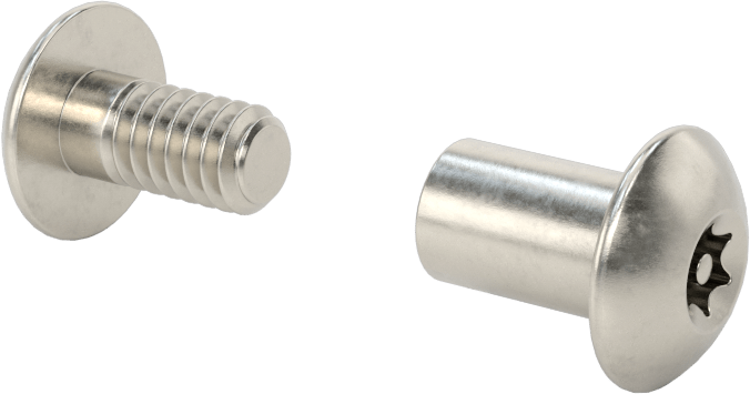Kurcalamaya Dayanıklı Torx Bağlama Silindiri ve Vida, 1/4"-20 Diş Boyutu, 5/8“-3/4” Malzeme Kalınlığı için