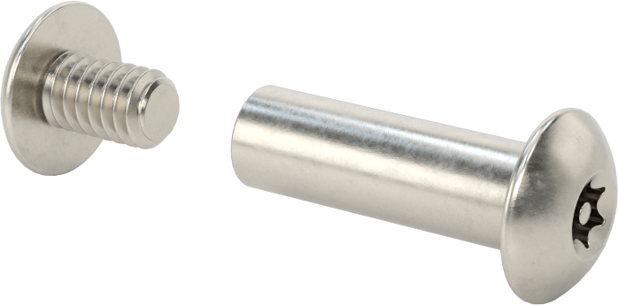 Kurcalamaya Dayanıklı Torx Bağlama Silindiri ve Vida, 1/4"-20 Diş Boyutu, 1“-1-1/4” Malzeme Kalınlığı için