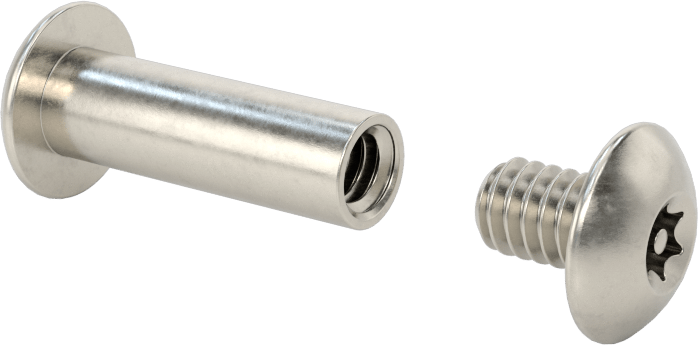 Kurcalamaya Dayanıklı Torx Bağlama Silindiri ve Vida, 1/4"-20 Diş Boyutu, 1“-1-1/4” Malzeme Kalınlığı için