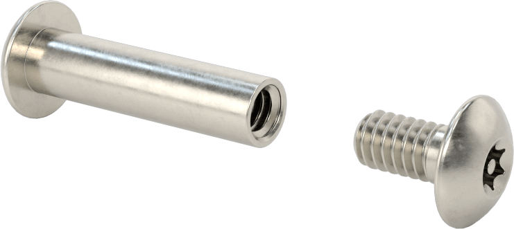 Kurcalamaya Dayanıklı Torx Bağlama Silindiri ve Vida, 1/4"-20 Diş Boyutu, 1-1/2“-1-5/8” Malzeme Kalınlığı için