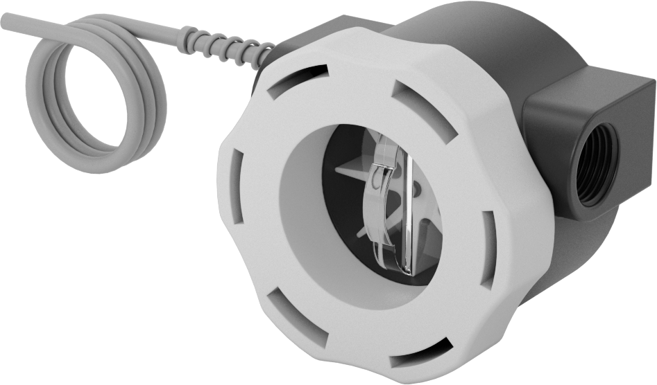 Gözetimli Akış Transmitteri, 0-5V DC Çıkış, Polipropilen, 1/2 NPT Dişi, 1.5-15 gpm