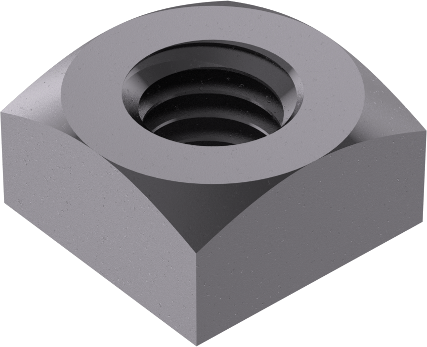 Düşük Mukavemetli Çelik Kare Somun, Sınıf 5, Siyah Çinko Kaplamalı Çelik, M6 x 1 mm Diş