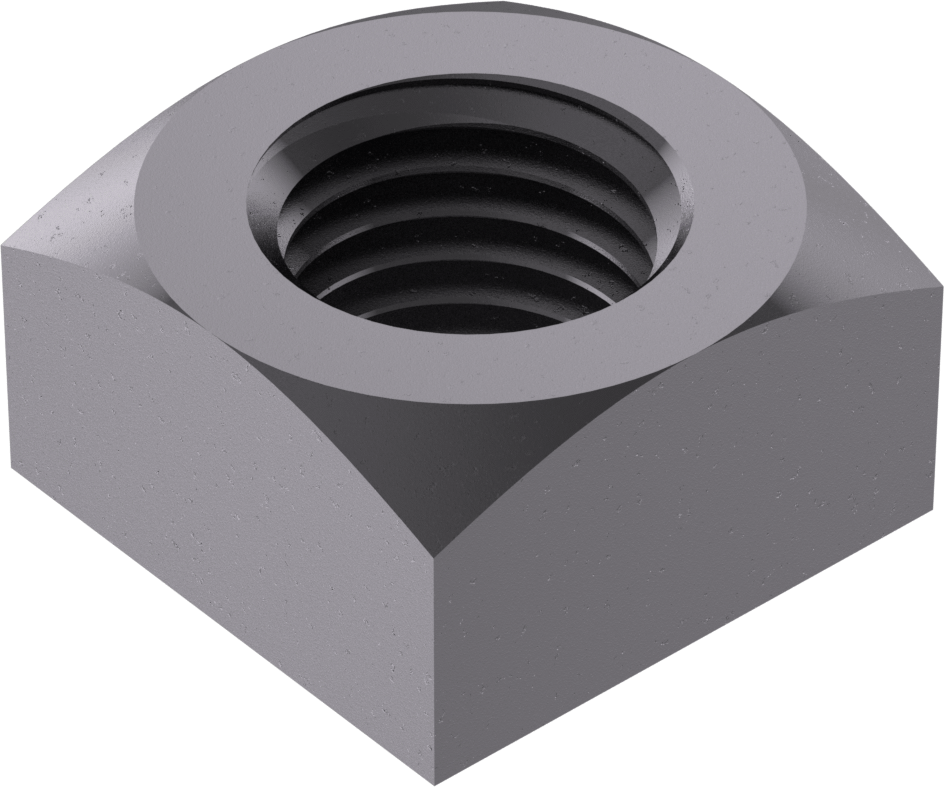 Düşük Mukavemetli Çelik Kare Somun, Sınıf 5, Siyah Çinko Kaplamalı Çelik, M16 x 2 mm Diş