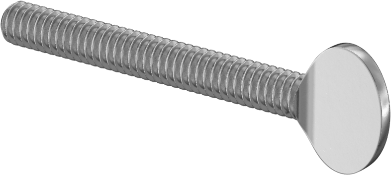 Çinko Kaplı Çelik Kürek Başlı Parmak Vidaları, 1/4"-20 Diş Boyutu, 2" Uzunluk