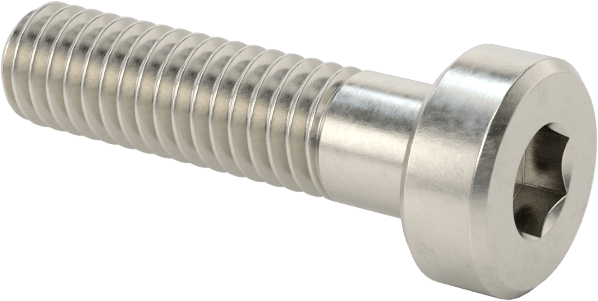 18-8 Paslanmaz Çelik Düşük Profilli Soket Başlı Vida, Pilot Girintili Altıgen, M4 x 0,7 mm Diş, 16 mm Uzunluk