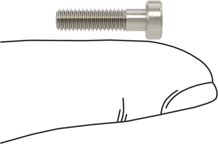 18-8 Paslanmaz Çelik Düşük Profilli Soket Başlı Vida, Pilot Girintili Altıgen, M4 x 0,7 mm Diş, 16 mm Uzunluk