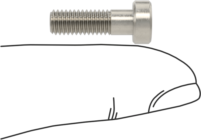 18-8 Paslanmaz Çelik Düşük Profilli Soket Başlı Vida, Pilot Girintili Altıgen, M5 x 0,8 mm Diş, 16 mm Uzunluk