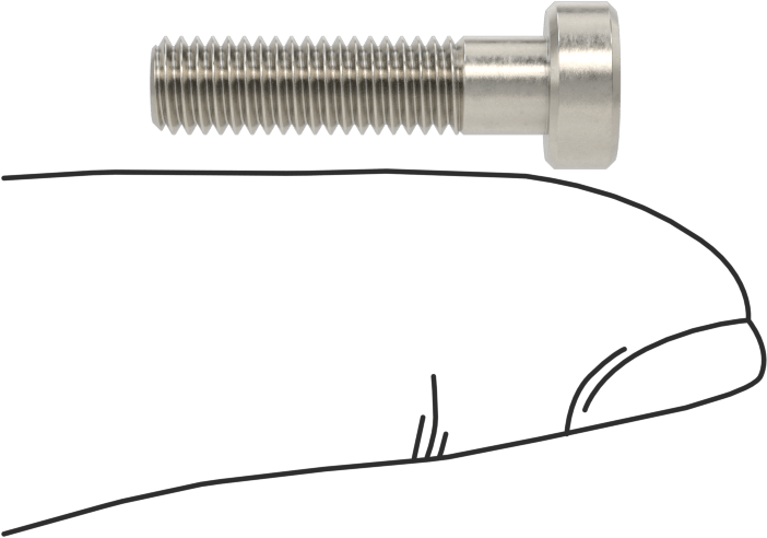 18-8 Paslanmaz Çelik Düşük Profilli Soket Başlı Vida, Pilot Girintili Altıgen, M5 x 0,8 mm Diş, 20 mm Uzunluk