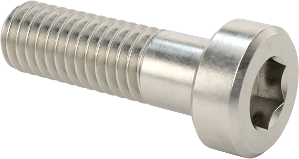 18-8 Paslanmaz Çelik Düşük Profilli Soket Başlı Vida, Pilot Girintili Altıgen, M6 x 1 mm Diş, 20 mm Uzunluk