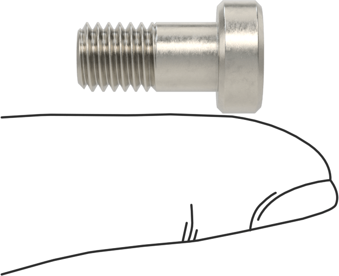18-8 Paslanmaz Çelik Düşük Profilli Soket Başlı Vida, Pilot Girintili Altıgen, M8 x 1,25 mm Diş, 16 mm Uzunluk