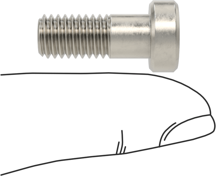 18-8 Paslanmaz Çelik Düşük Profilli Soket Başlı Vida, Pilot Girintili Altıgen, M8 x 1,25 mm Diş, 13 mm Uzunluk