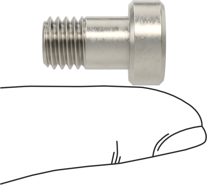 18-8 Paslanmaz Çelik Düşük Profilli Soket Başlı Vida, Pilot Girintili Altıgen, M10 x 1,5 mm Diş, 16 mm Uzunluk