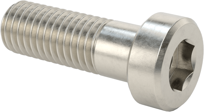 18-8 Paslanmaz Çelik Düşük Profilli Soket Başlı Vida, Pilot Girintili Altıgen, M10 x 1,5 mm Diş, 30 mm Uzunluk