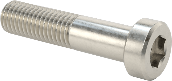 18-8 Paslanmaz Çelik Düşük Profilli Soket Başlı Vida, Pilot Girintili Altıgen, M10 x 1,5 mm Diş, 45 mm Uzunluk