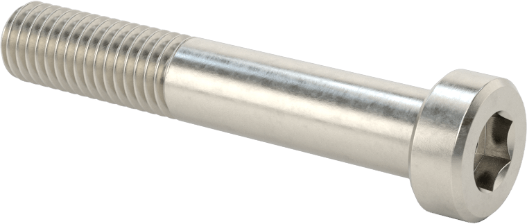 18-8 Paslanmaz Çelik Düşük Profilli Soket Başlı Vida, Pilot Girintili Altıgen, M10 x 1,5 mm Diş, 60 mm Uzunluk