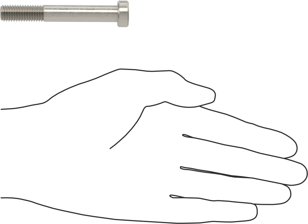 18-8 Paslanmaz Çelik Düşük Profilli Soket Başlı Vida, Pilot Girintili Altıgen, M10 x 1,5 mm Diş, 70 mm Uzunluk