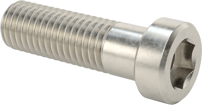 18-8 Paslanmaz Çelik Düşük Profilli Soket Başlı Vida, Pilot Girintili Altıgen, M12 x 1,75 mm Diş, 40 mm Uzunluk