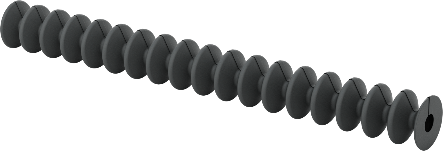 Flanş Uçlu Sarma Yuvarlak Körük, Nefes Alabilir, Kanca ve Döngü, 1-1/4" ID, 3 Ayak Uzatılmış Uzunluk