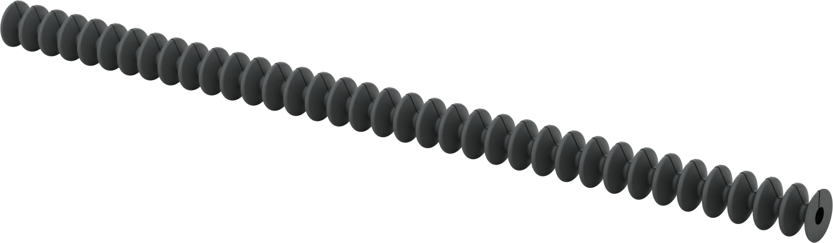 Flanş Uçlu Sarma Yuvarlak Körük, Nefes Alabilir, Kanca ve Döngü, 1-1/4" ID, 6 Fit Uzatılmış Uzunluk
