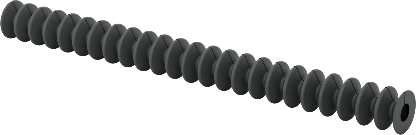 Flanş Uçlu Sarma Yuvarlak Körük, Nefes Alabilir, Kanca ve Döngü, 1-3/4" ID, 4 Ayak Uzatılmış Uzunluk