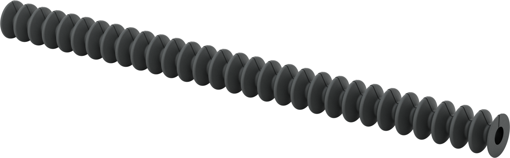 Flanş Uçlu Sarma Yuvarlak Körük, Nefes Alabilir, Kanca ve Döngü, 1-3/4" ID, 5 Fit Uzatılmış Uzunluk