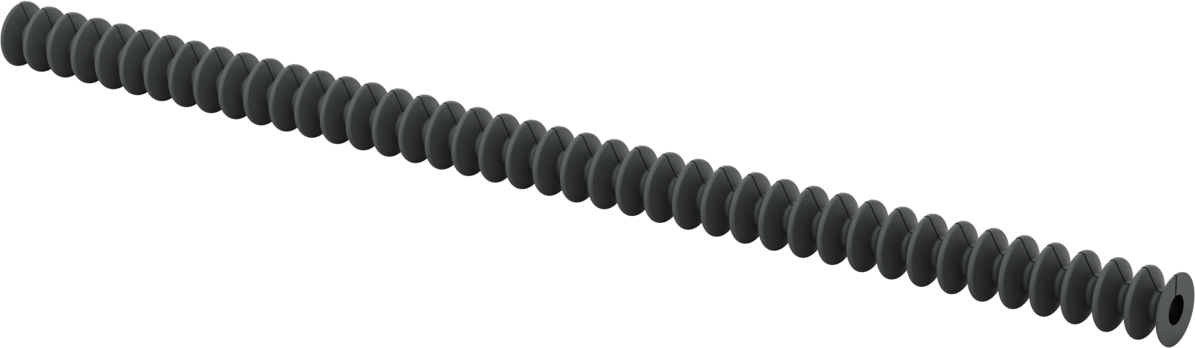 Flanş Uçlu Sarma Yuvarlak Körük, Nefes Alabilir, Kanca ve Döngü, 1-3/4" ID, 7 Fit Uzatılmış Uzunluk
