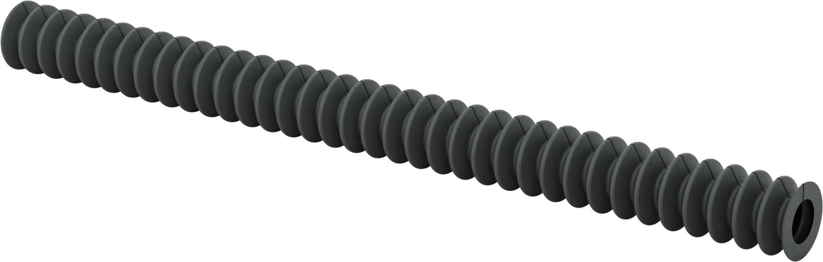 Flanş Uçlu Sarma Yuvarlak Körük, Nefes Alabilir, Kanca ve Döngü, 3-1/4" ID, 6 Fit Uzatılmış Uzunluk