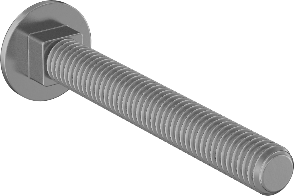 Yüksek Mukavemetli 8. Sınıf Çelik Kare Boyunlu Taşıma Cıvatası, 3/8"-16 Diş Boyutu, 3" Uzunluk
