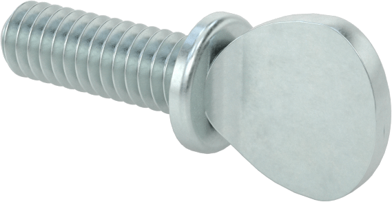 Çinko Kaplı Çelik Flanşlı Kürek Başlı Parmak Vidaları, 8-32 Diş Boyutu, 1/2" Uzunluk