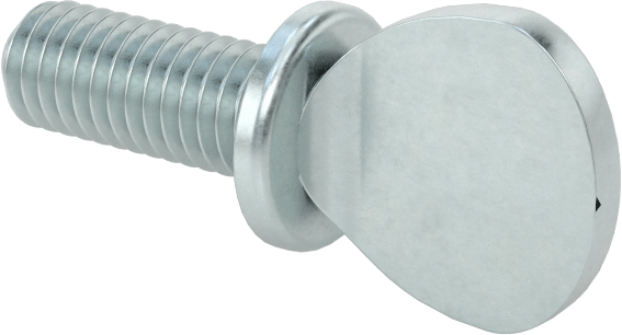 Çinko Kaplı Çelik Flanşlı Kürek Başlı Parmak Vidaları, 10-32 Diş Boyutu, 1/2" Uzunluk