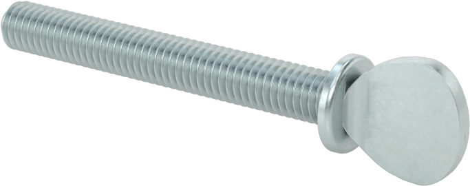 Çinko Kaplı Çelik Flanşlı Kürek Başlı Parmak Vidaları, 10-32 Diş Boyutu, 1-1/2" Uzunluk