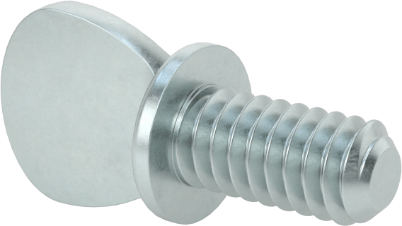 Çinko Kaplı Çelik Flanşlı Kürek Başlı Parmak Vidaları, 1/4"-20 Diş Boyutu, 1/2" Uzunluk