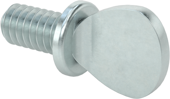 Çinko Kaplı Çelik Flanşlı Kürek Başlı Parmak Vidaları, 1/4"-20 Diş Boyutu, 1/2" Uzunluk