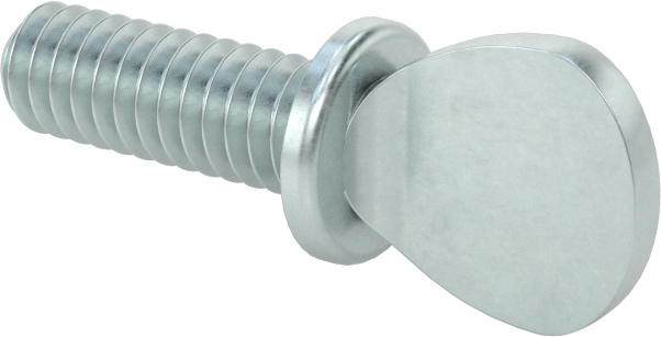 Çinko Kaplı Çelik Flanşlı Kürek Başlı Parmak Vidaları, 1/4"-20 Diş Boyutu, 3/4" Uzunluk