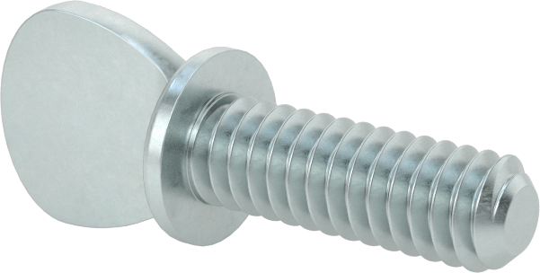 Çinko Kaplı Çelik Flanşlı Kürek Başlı Parmak Vidaları, 1/4"-20 Diş Boyutu, 3/4" Uzunluk