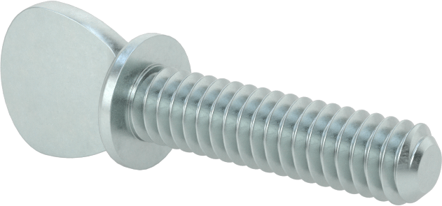 Çinko Kaplı Çelik Flanşlı Kürek Başlı Parmak Vidaları, 1/4"-20 Diş Boyutu, 1" Uzunluk