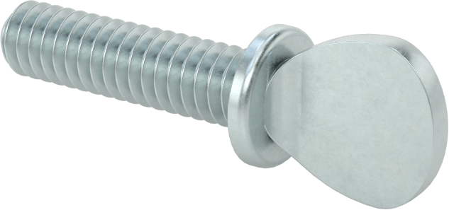 Çinko Kaplı Çelik Flanşlı Kürek Başlı Parmak Vidaları, 1/4"-20 Diş Boyutu, 1" Uzunluk