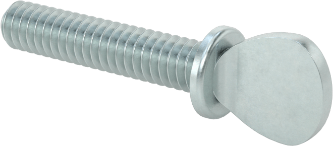 Çinko Kaplı Çelik Flanşlı Kürek Başlı Parmak Vidaları, 1/4"-20 Diş Boyutu, 1-1/4" Uzunluk