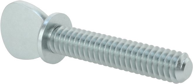 Çinko Kaplı Çelik Flanşlı Kürek Başlı Parmak Vidaları, 1/4"-20 Diş Boyutu, 1-1/4" Uzunluk
